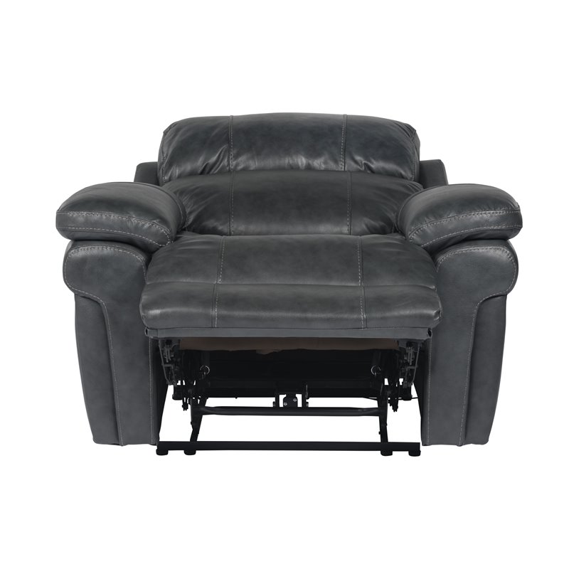 Sunset Trading Luxe Leather Reclining Chair with Power Headrest in Gray