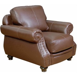 Sunset Trading Charleston 42&quot Top-Grain Leather Armchair in Chestnut