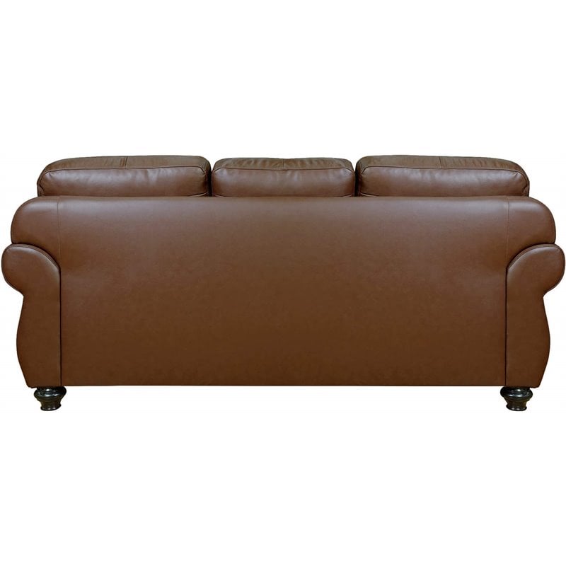 Sunset Trading Charleston 3-Piece Top-Grain Leather Living Room Set in Chestnut