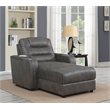 Sunset Trading Power Fabric Reclining Chaise Lounge Chair with Arms in Gray