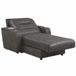 Sunset Trading Power Fabric Reclining Chaise Lounge Chair with Arms in Gray