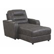 Sunset Trading Power Fabric Reclining Chaise Lounge Chair with Arms in Gray