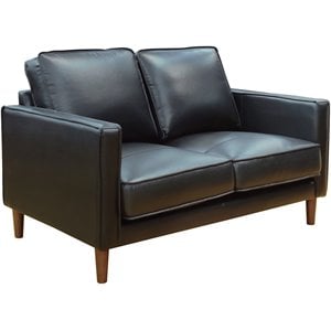 Sunset Trading Prelude 55&quot Contemporary Top-Grain Leather Loveseat in Black