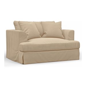 Sunset Trading Newport 52&quot Fabric Slipcovered Chair and A Half in Tan