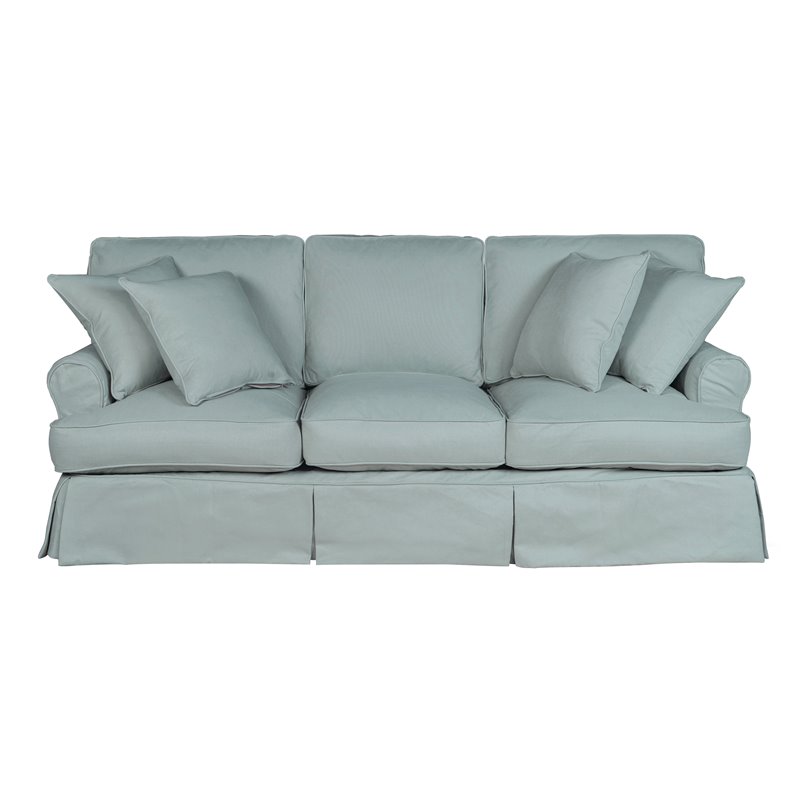 Sunset Trading Horizon 4-Piece Fabric Slipcovered Living Room Set in Blue