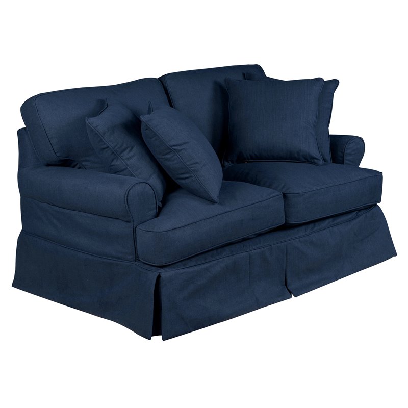 Sunset Trading Horizon 4-Piece Fabric Slipcovered Living Room Set in Navy