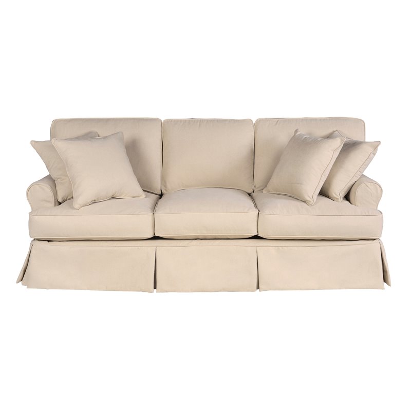 Sunset Trading Horizon 4-Piece Fabric Slipcovered Living Room Set in Beige
