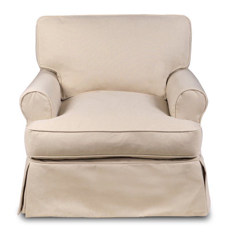Sunset Trading Horizon 4-Piece Fabric Slipcovered Living Room Set in Beige