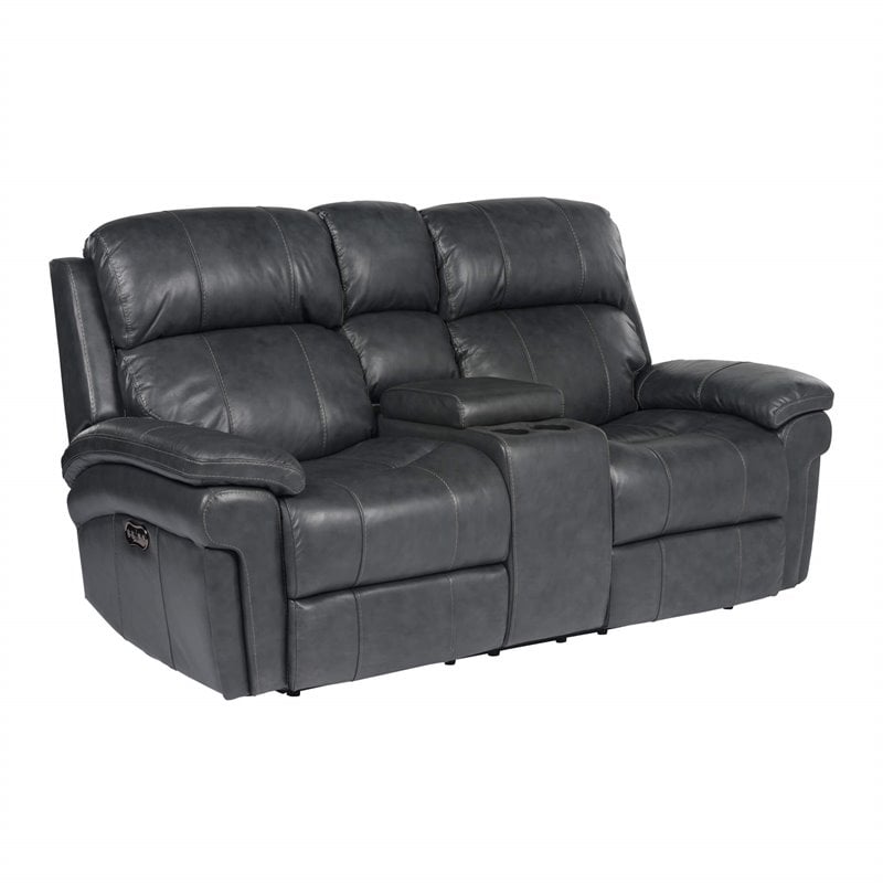 Sunset Trading Luxe 3-Piece Leather Reclining Living Room Set in Gray
