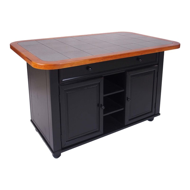 Sunset Trading Transitional Kitchen Island in Antique Black/Cherry/Gray Wood