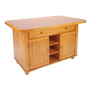 Sunset Trading Oak Selections Transitional Kitchen Island in Oak/Beige Wood