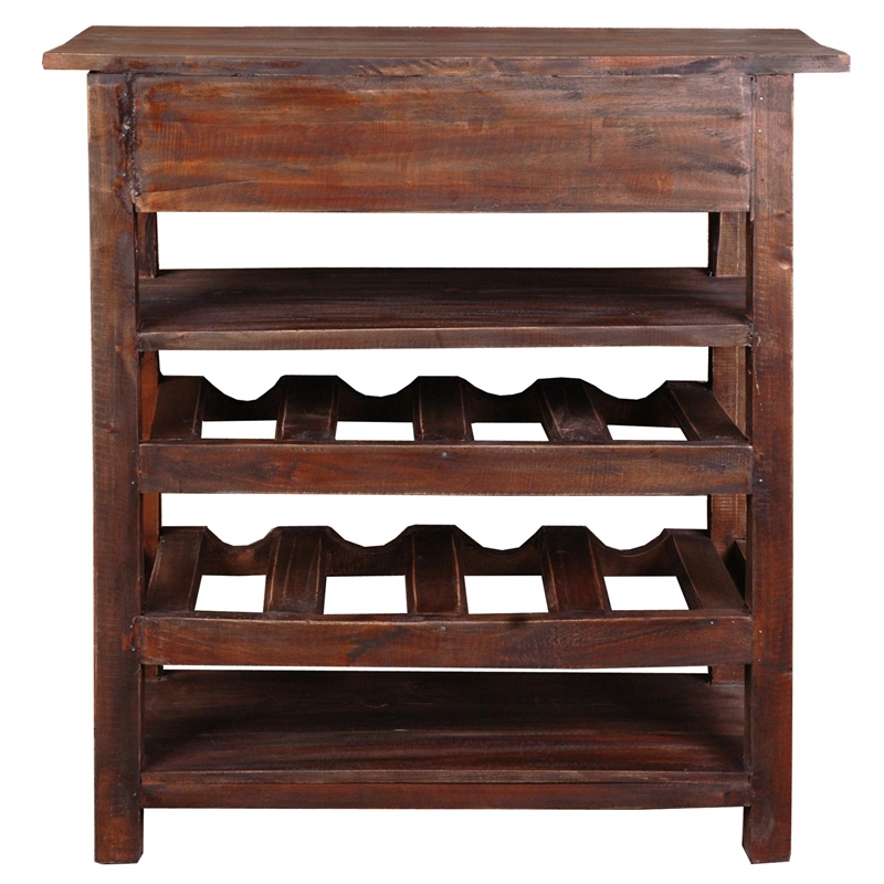 Sunset Trading Cottage Wood Wine Server with Drawer in Raftwood Brown
