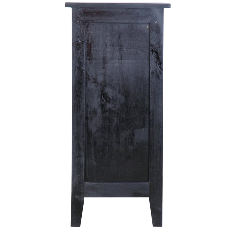 Sunset Trading Cottage 1 Door Mid-Century Accent Cabinet in Antique Black Wood
