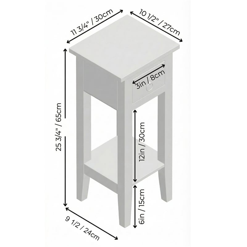 Sunset Trading Cottage Narrow Wood Side Table in Distressed Light Gray