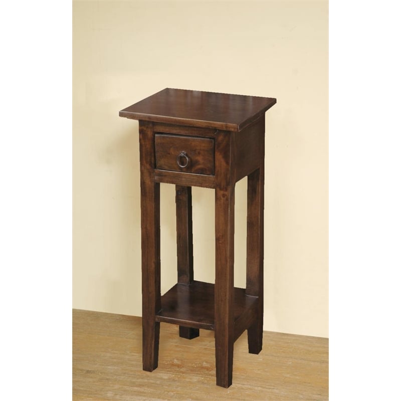 Sunset Trading Cottage Narrow Wood Side Table in Old Java Brown/Antique Iron