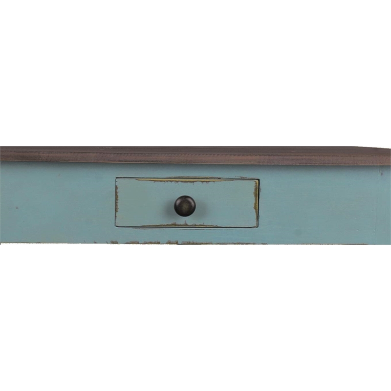Sunset Trading Cottage Wood Corner Table in Distressed Beach Blue/Raftwood