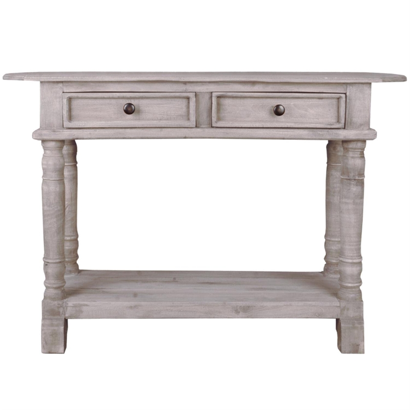 Sunset Trading Cottage Farmhouse Wood Console Table in Natural Limewash