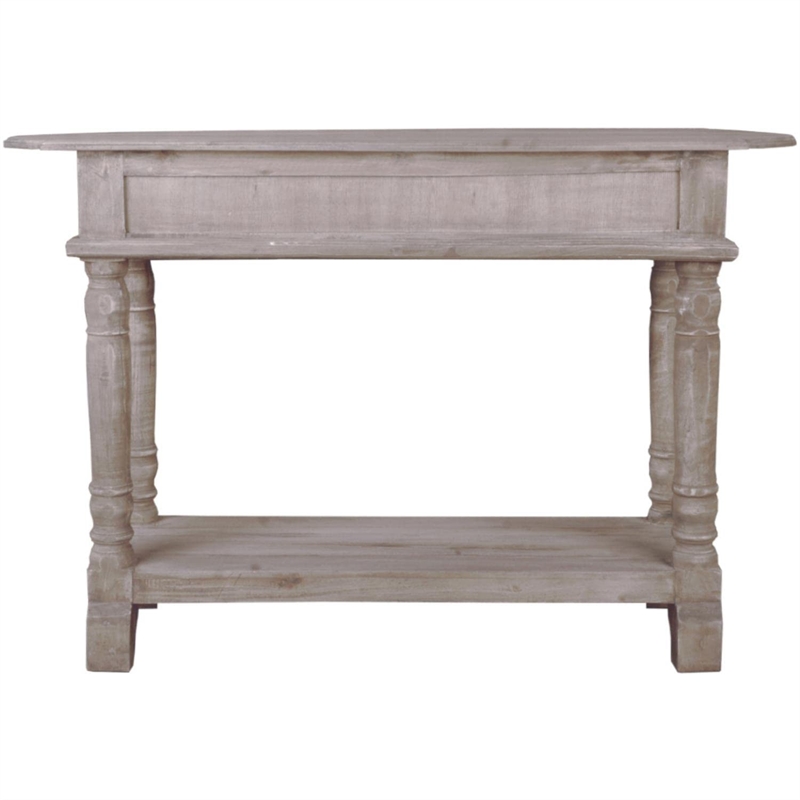 Sunset Trading Cottage Farmhouse Wood Console Table in Natural Limewash