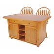 Sunset Trading Oak Selections 3-Piece Tile Top Wood Kitchen Island Set in Oak