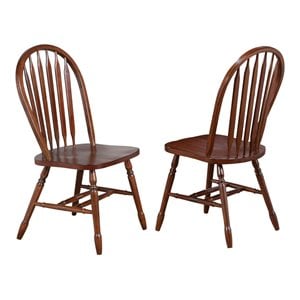 Andrews Arrowback Windsor Dining Side Chair Chestnut Brown Solid Wood Set of 2