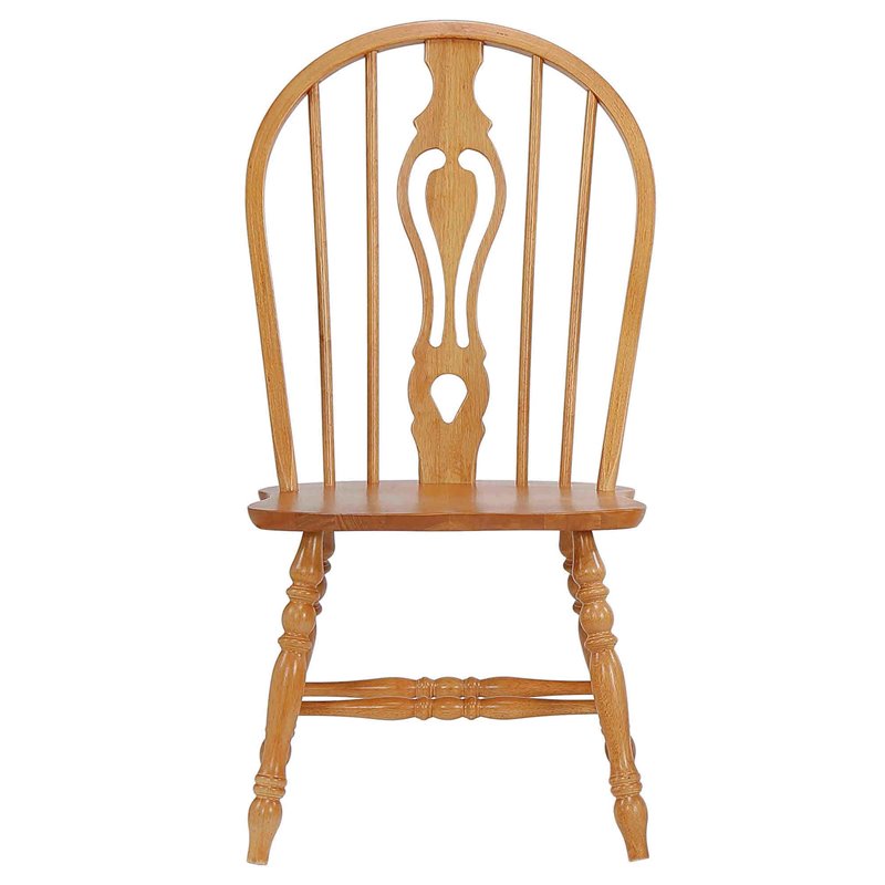 Selections Keyhole Windsor Dining Side Chairs in Light Oak Solid Wood Set of 2