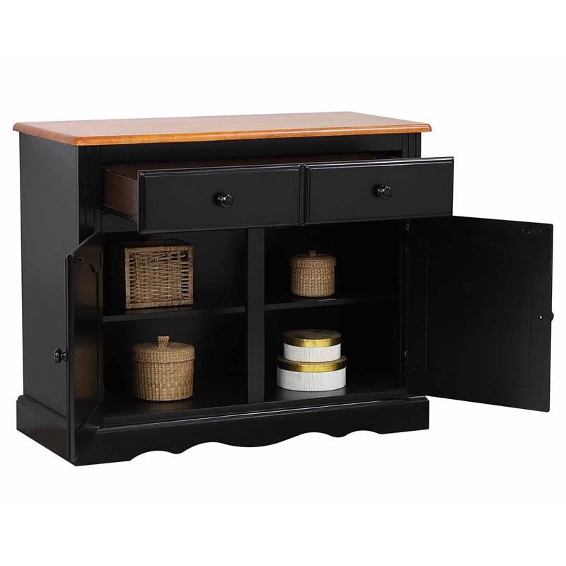 Sunset Trading Wood Keepsake Buffet and Lighted Hutch in Antique Black/Cherry