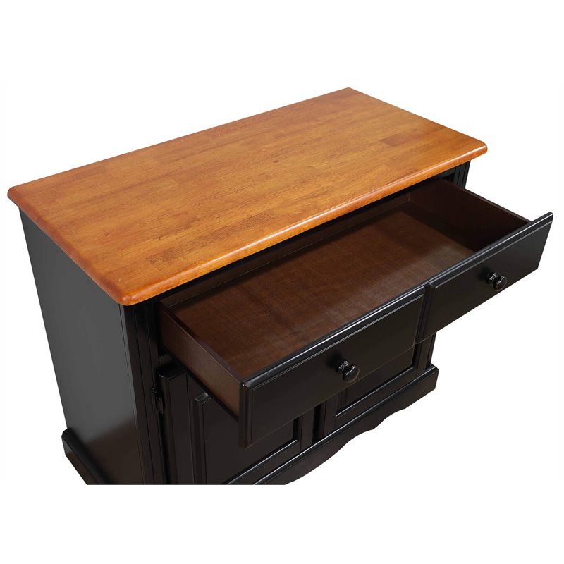 Sunset Trading Wood Keepsake Buffet and Lighted Hutch in Antique Black/Cherry