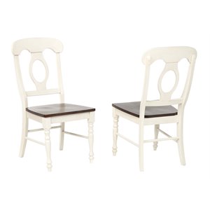 Sunset Trading Andrews 17.5&quot Wood Dining Chairs in Antique White (Set of 2)