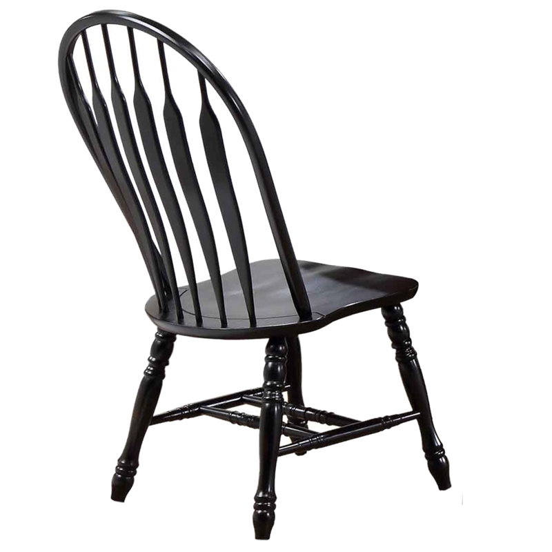 Selections Comfort Windsor Dining Side Chairs Black/Cherry Solid Wood Set of 2