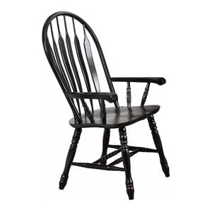 Selections Comfort Windsor Dining Armchair in Antique Black/Cherry Solid Wood