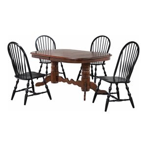 Sunset Trading Andrews 5-Piece 96&quot Extendable Wood Dining Set in Black/Cherry