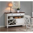 Sunset Trading Andrews Wood Server in Distressed Antique White/Chestnut Brown