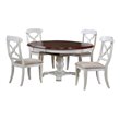 Sunset Trading Andrews 5PC Extendable Round/Oval Dining Set in White/Brown Wood