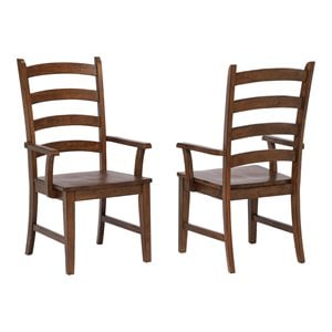 Sunset Trading Simply Brook 18&quot Ladder Dining Armchairs Amish Brown (Set of 2)