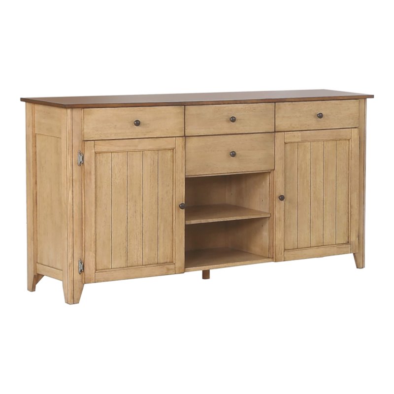 Sunset Trading Brook Amish Style Wood Sideboard Buffet Server in Pecan & Wheat Finish