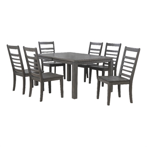 Sunset Trading Shades of Gray 7-Piece 82&quot Extendable Wood Dining Set in Gray