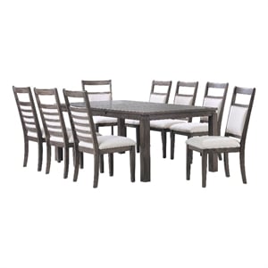 Sunset Trading Shades of Gray 9PC 82&quot Extendable Wood/Fabric Dining Set in Gray