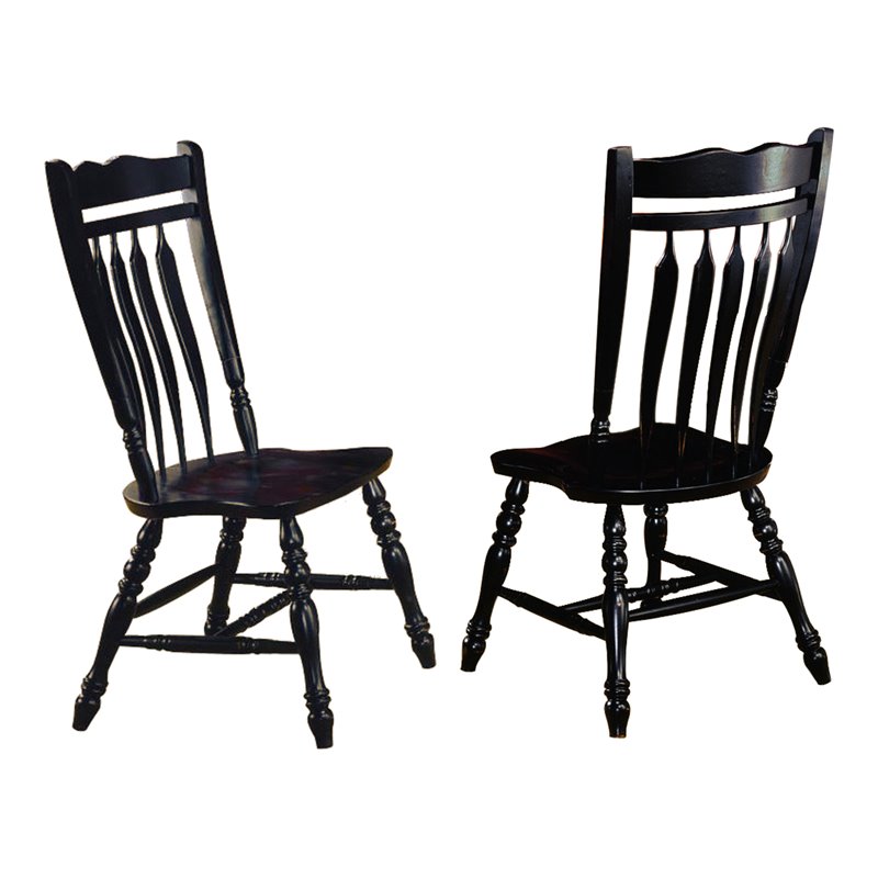 Sunset Trading Black Cherry Selections Wood Dining Chairs in Black (Set of 2)