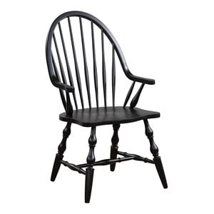 Sunset Trading Black Cherry Selections 18&quot Wood Windsor Dining Armchair in Black