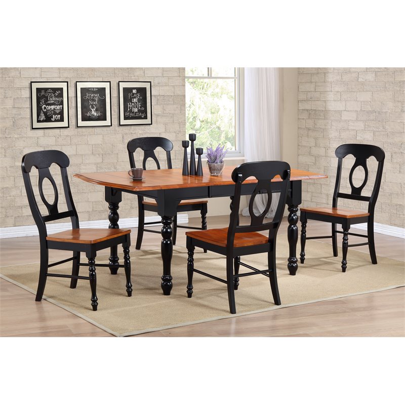 Sunset Trading Black Cherry Selections Wood Dining Chair in Black (Set of 2)