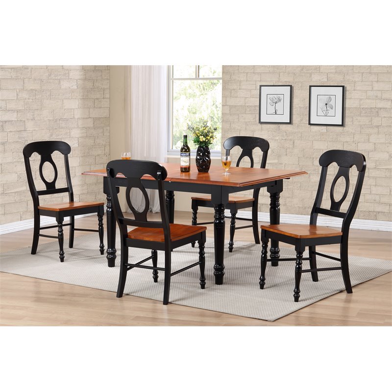 Sunset Trading Black Cherry Selections Wood Dining Chair in Black (Set of 2)