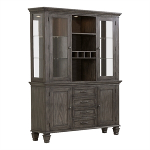 Sunset Trading Shades of Gray Wood Lighted China Cabinet/Wine Storage in Gray