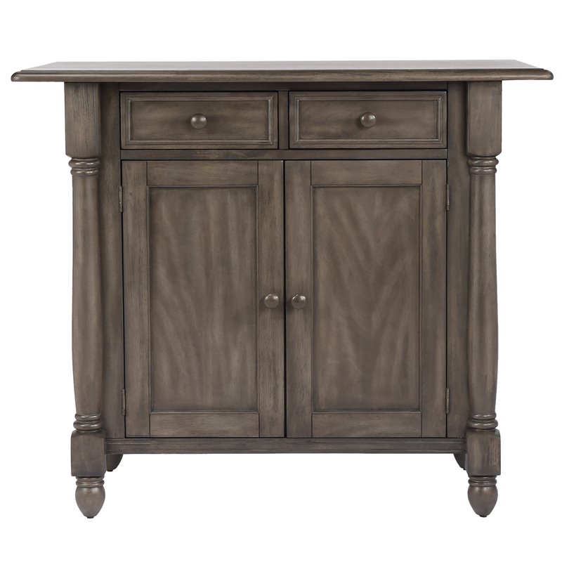 Sunset Trading Shades of Gray Drop Leaf Traditional Wood Kitchen Island in Gray