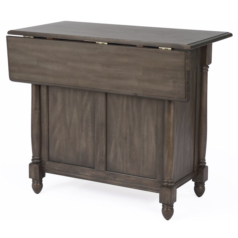 Sunset Trading Shades of Gray Drop Leaf Traditional Wood Kitchen Island in Gray