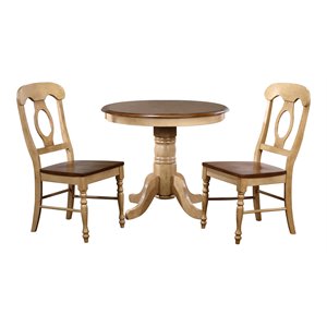 Sunset Trading Brook 3PC 36&quot Round Dining Set with Napoleon Wood Chairs in Cream