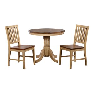 Sunset Trading Brook 3PC 36&quot Dining Set with Slat Back Wood Chairs in Cream