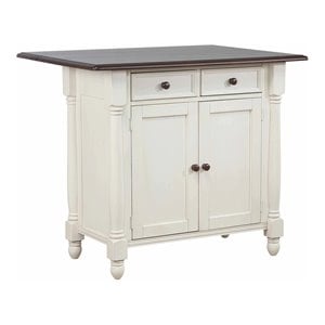 Sunset Trading Andrews Traditional Wood Kitchen Island in Antique White/Chestnut