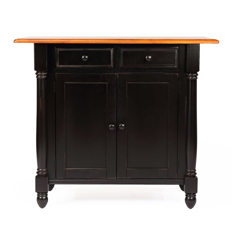 Sunset Trading Black Cherry Selections 3-Piece Wood Kitchen Island Set in Black
