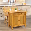 Sunset Trading Oak Selections 3-Piece Expandable Wood Kitchen Island Set in Oak