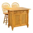 Sunset Trading Oak Selections 3-Piece Expandable Wood Kitchen Island Set in Oak